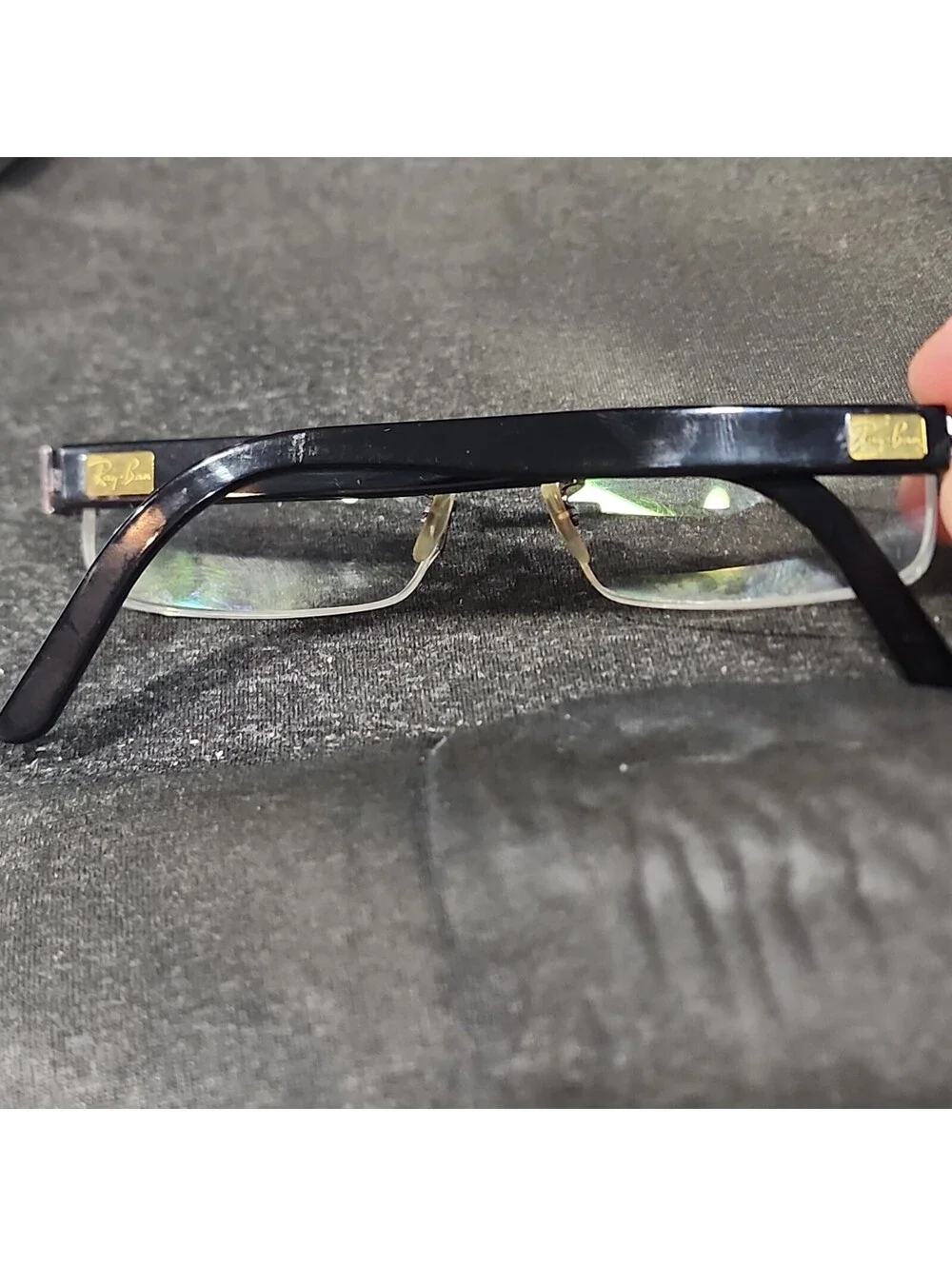 Ray Ban RB6182 2502 Rectangle Half Rim Black Eyeglasses 51-17-140